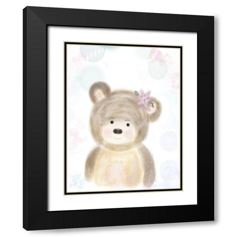 Adorable Bear Black Modern Wood Framed Art Print with Double Matting by Barski, Karen