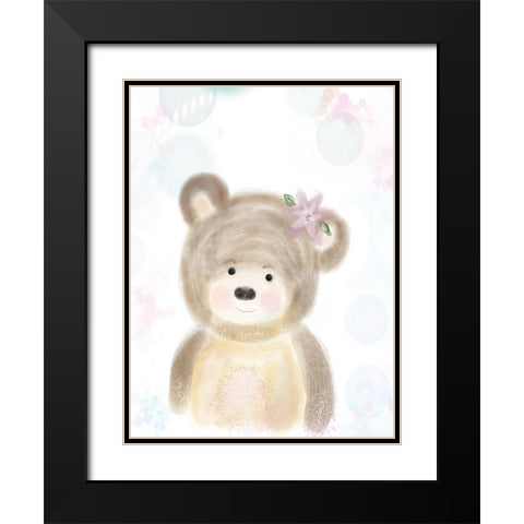 Adorable Bear Black Modern Wood Framed Art Print with Double Matting by Barski, Karen