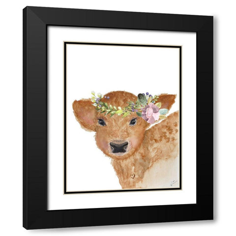 Young Calf Black Modern Wood Framed Art Print with Double Matting by Barski, Karen