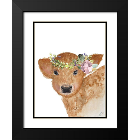 Young Calf Black Modern Wood Framed Art Print with Double Matting by Barski, Karen