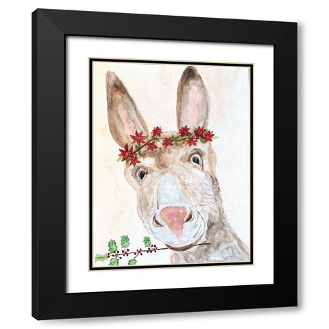 Xmas Donkey Black Modern Wood Framed Art Print with Double Matting by Barski, Karen