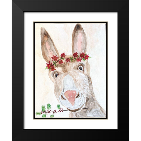 Xmas Donkey Black Modern Wood Framed Art Print with Double Matting by Barski, Karen