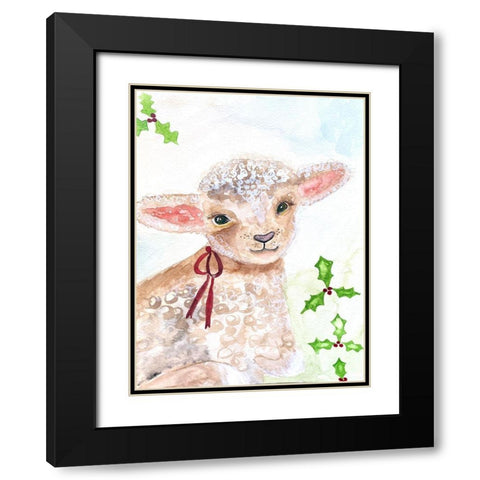 Xmas Lamb Black Modern Wood Framed Art Print with Double Matting by Barski, Karen