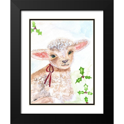 Xmas Lamb Black Modern Wood Framed Art Print with Double Matting by Barski, Karen