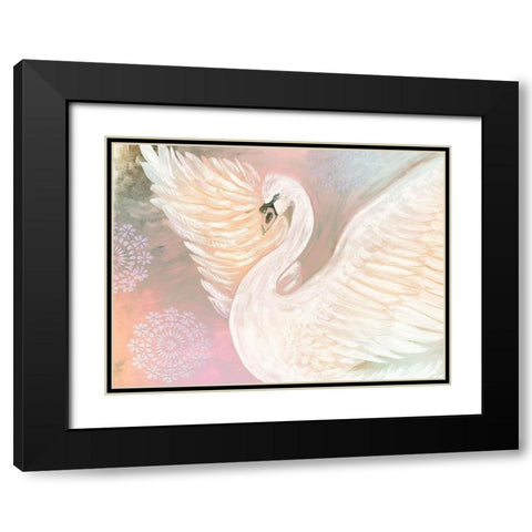 Pastel Swan With Mandala Black Modern Wood Framed Art Print with Double Matting by Barski, Karen