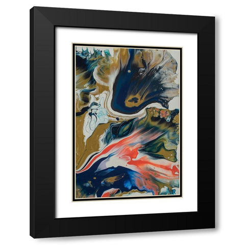 Vibrant Swirls Split 2 Black Modern Wood Framed Art Print with Double Matting by Barski, Karen