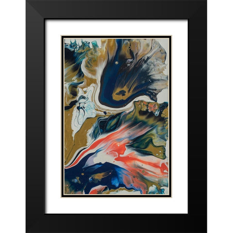 Vibrant Swirls Split 2 Black Modern Wood Framed Art Print with Double Matting by Barski, Karen