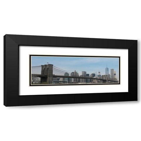 Hello New York Black Modern Wood Framed Art Print with Double Matting by A.D. Lines