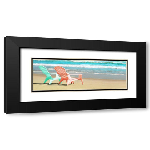 Bright Adirondak Chairs on the beach Black Modern Wood Framed Art Print with Double Matting by Foschino, Suzanne