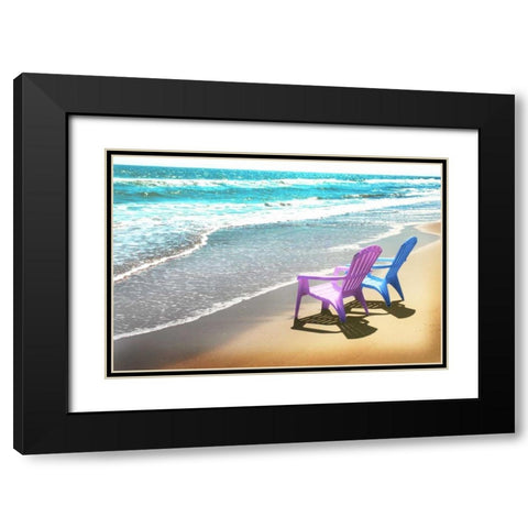 Bright Adirondak chairs right 1 Black Modern Wood Framed Art Print with Double Matting by Foschino, Suzanne