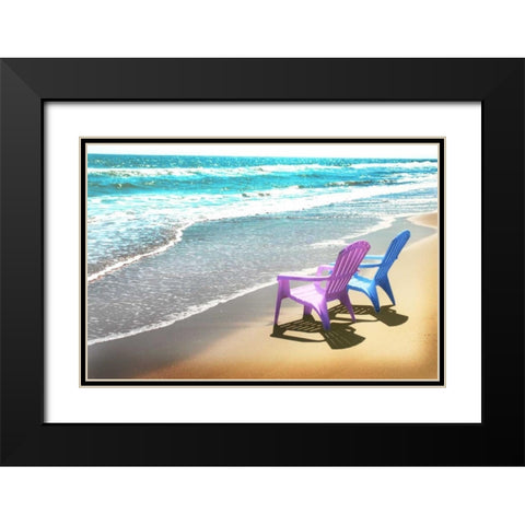 Bright Adirondak chairs right 1 Black Modern Wood Framed Art Print with Double Matting by Foschino, Suzanne