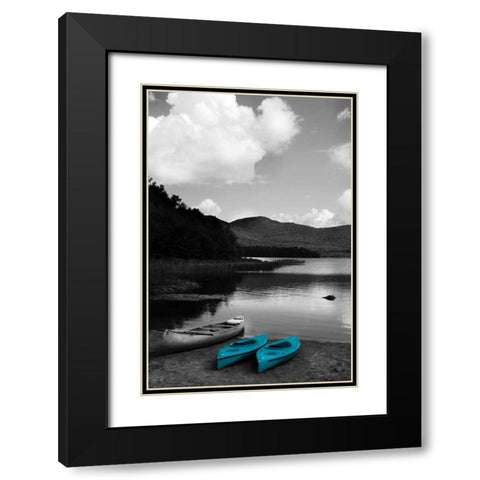 Kayak Teal Black Modern Wood Framed Art Print with Double Matting by Foschino, Suzanne