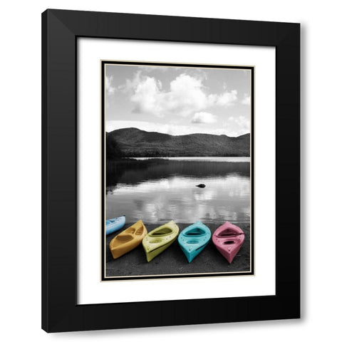 Kayaks Pastels Black Modern Wood Framed Art Print with Double Matting by Foschino, Suzanne