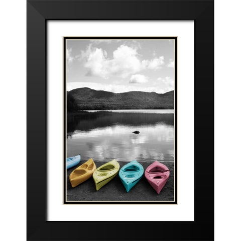 Kayaks Pastels Black Modern Wood Framed Art Print with Double Matting by Foschino, Suzanne