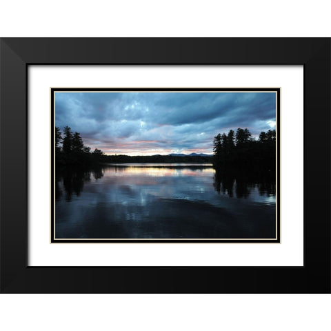Sunset Lake Pink 2 Black Modern Wood Framed Art Print with Double Matting by Foschino, Suzanne