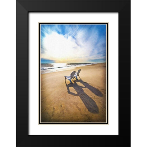 Beach Chairs Painting Black Modern Wood Framed Art Print with Double Matting by Foschino, Suzanne