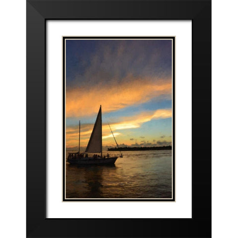 Sunset Sail Painting Black Modern Wood Framed Art Print with Double Matting by Foschino, Suzanne