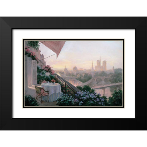 Dinner For Two Black Modern Wood Framed Art Print with Double Matting by Kieffer, Christa