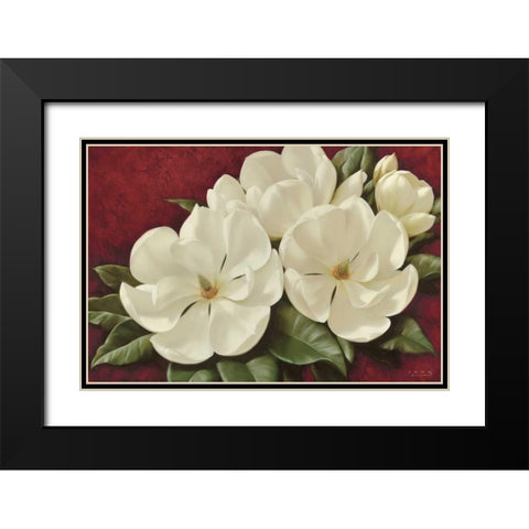Magnolia II Black Modern Wood Framed Art Print with Double Matting by Levashov, Igor