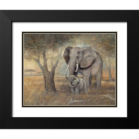 Gentle Touch Black Modern Wood Framed Art Print with Double Matting by Manning, Ruane