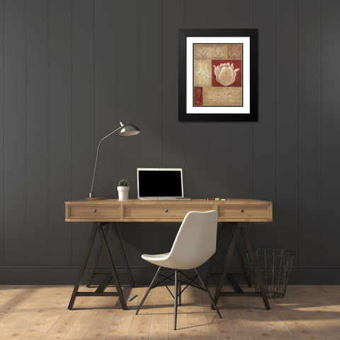 Patchwork Tulip Black Modern Wood Framed Art Print with Double Matting by Tava Studios
