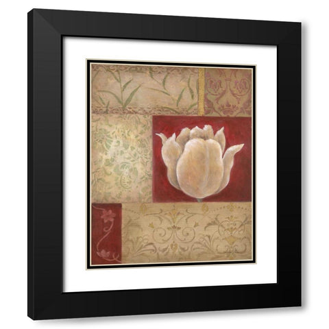 Patchwork Tulip Black Modern Wood Framed Art Print with Double Matting by Tava Studios