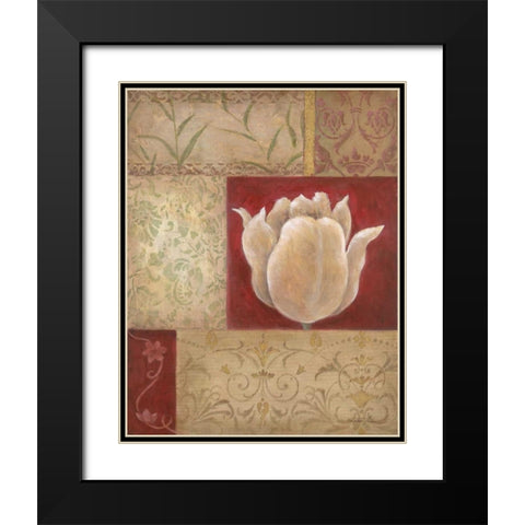 Patchwork Tulip Black Modern Wood Framed Art Print with Double Matting by Tava Studios