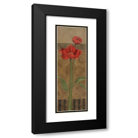 Geometric Poppy I Black Modern Wood Framed Art Print with Double Matting by Robinson, Carol
