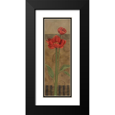 Geometric Poppy I Black Modern Wood Framed Art Print with Double Matting by Robinson, Carol