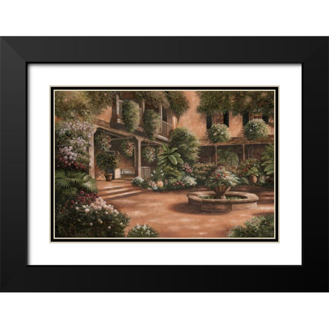 French Quarter Courtyard II Black Modern Wood Framed Art Print with Double Matting by Brown, Betsy