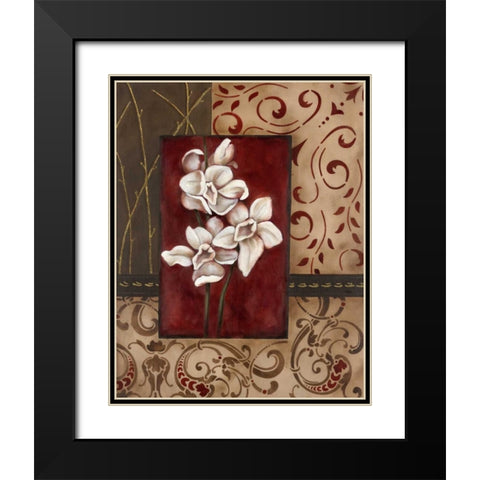 Stylized Orchid I Black Modern Wood Framed Art Print with Double Matting by Robinson, Carol