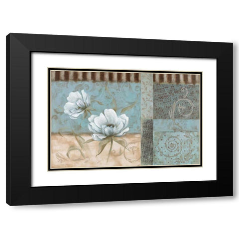 Crystal Blue Peony Black Modern Wood Framed Art Print with Double Matting by Robinson, Carol