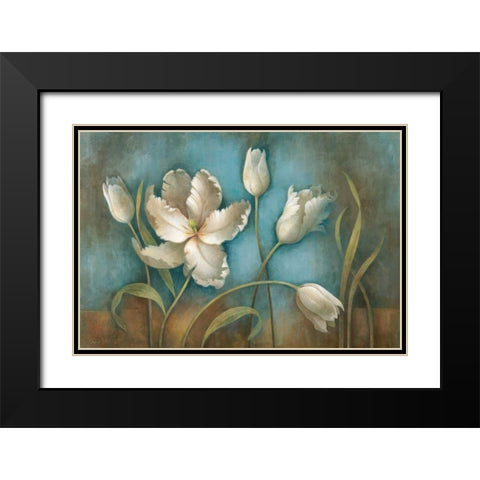 Tulip Melody Black Modern Wood Framed Art Print with Double Matting by Vollherbst-Lane, Elaine