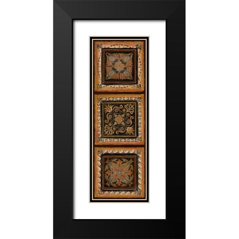 Folk Art Panel II Black Modern Wood Framed Art Print with Double Matting by Tava Studios
