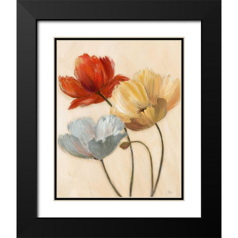 Poppy Palette II Black Modern Wood Framed Art Print with Double Matting by Nan