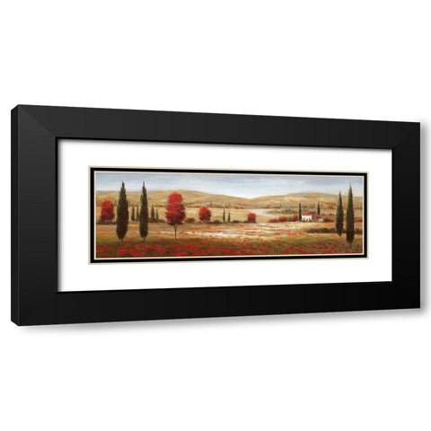 Tuscan Poppies I Black Modern Wood Framed Art Print with Double Matting by Nan