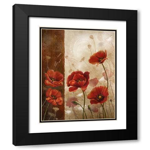 Wild Poppies I Black Modern Wood Framed Art Print with Double Matting by Knutsen, Conrad