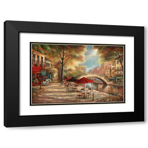 Riverwalk Charm Black Modern Wood Framed Art Print with Double Matting by Manning, Ruane