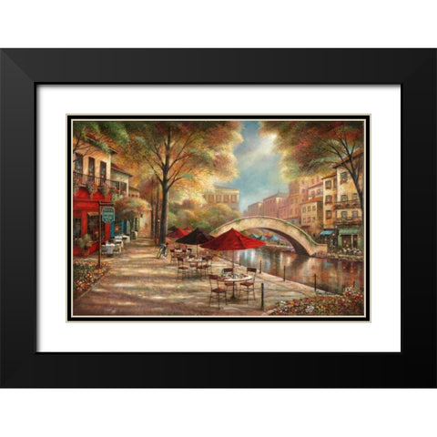 Riverwalk Charm Black Modern Wood Framed Art Print with Double Matting by Manning, Ruane