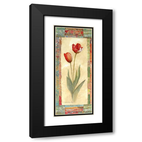 Tulip Montage Black Modern Wood Framed Art Print with Double Matting by Olson, Charlene