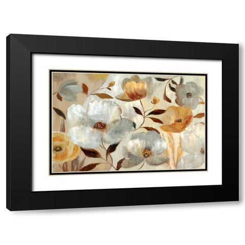 Golden Flower Black Modern Wood Framed Art Print with Double Matting by Nan