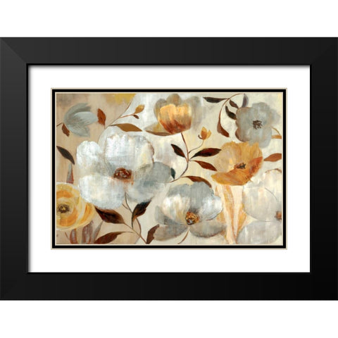 Golden Flower Black Modern Wood Framed Art Print with Double Matting by Nan