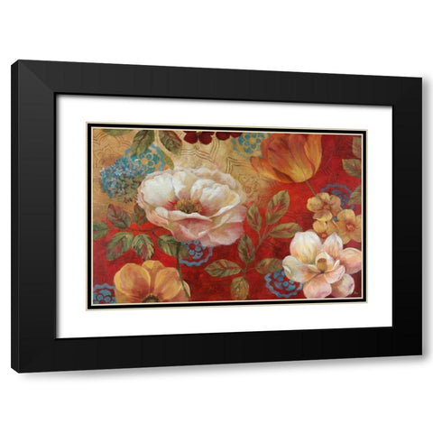 Lotus Blossoms Black Modern Wood Framed Art Print with Double Matting by Nan