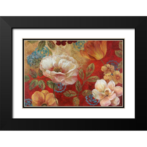 Lotus Blossoms Black Modern Wood Framed Art Print with Double Matting by Nan