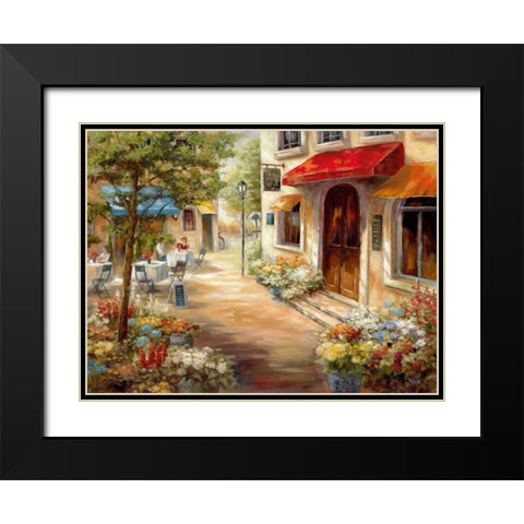 Cafe Afternoon Black Modern Wood Framed Art Print with Double Matting by Nan