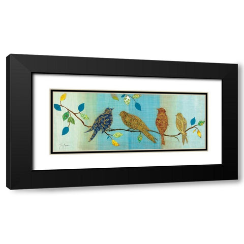 Bird Chat I Black Modern Wood Framed Art Print with Double Matting by Tava Studios