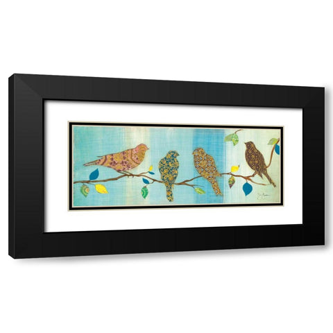 Bird Chat II Black Modern Wood Framed Art Print with Double Matting by Tava Studios
