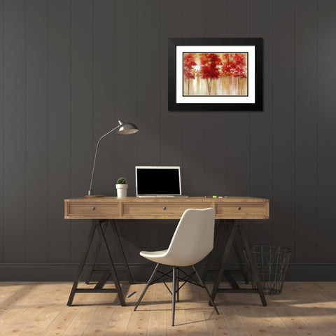 Red Trees Black Modern Wood Framed Art Print with Double Matting by Nan