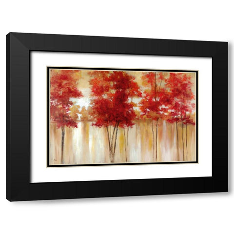 Red Trees Black Modern Wood Framed Art Print with Double Matting by Nan