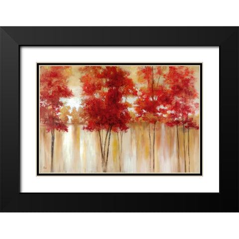 Red Trees Black Modern Wood Framed Art Print with Double Matting by Nan
